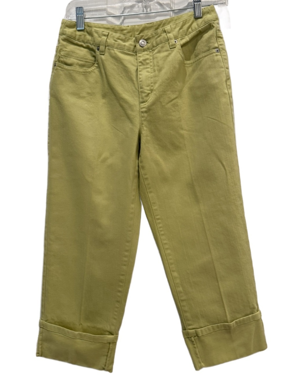 Talbots Denim Cuffed Crop pants in Green. Size 4